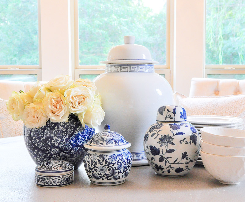 Collection beautiful blue white ginger jars