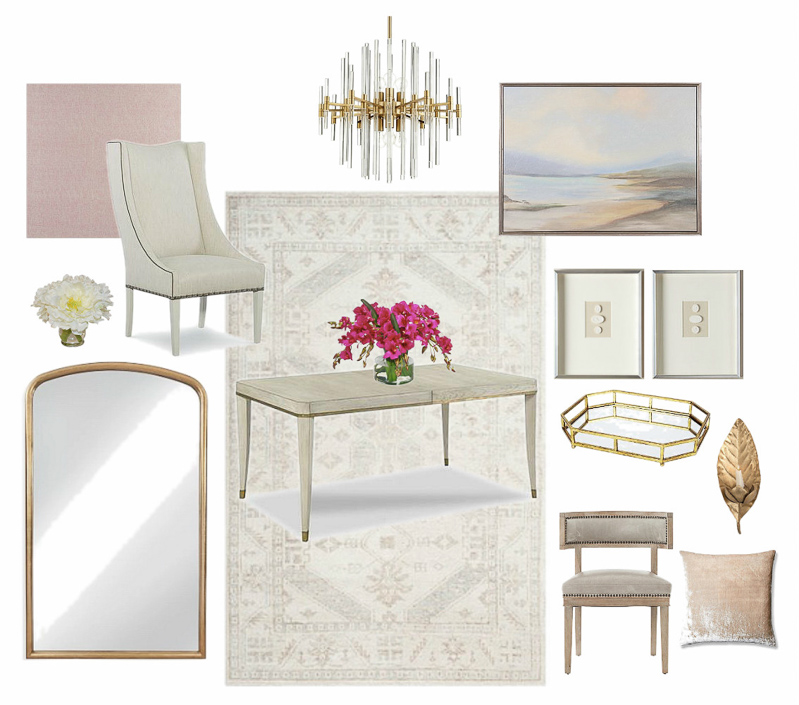 Beautiful neutral dining room mood board