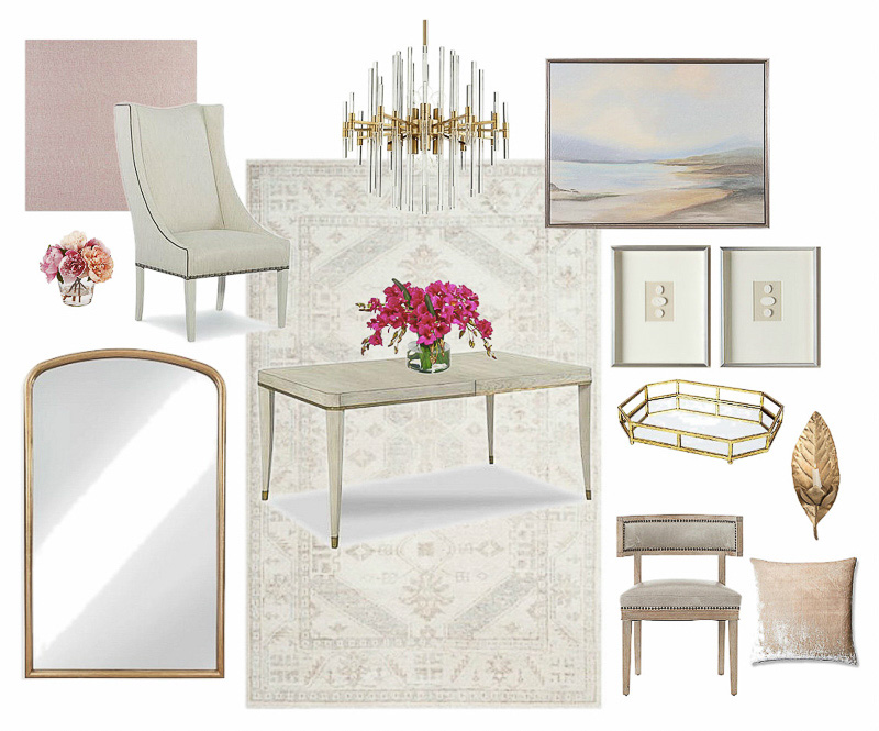 Beautiful neutral dining room mood board