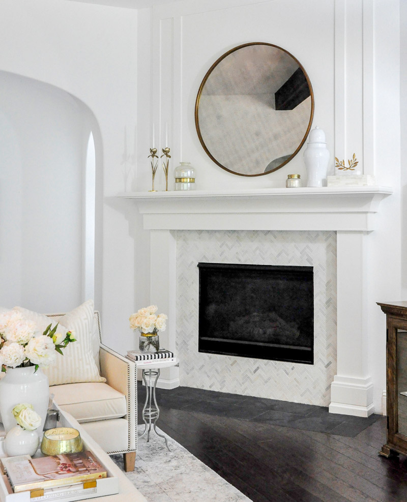 Living room fireplace mantel surround 