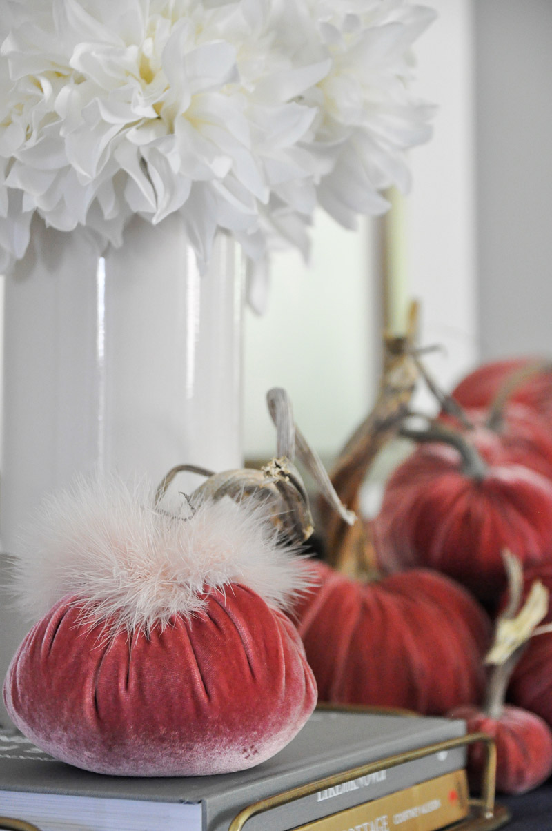 Rose colored velvet pumpkins