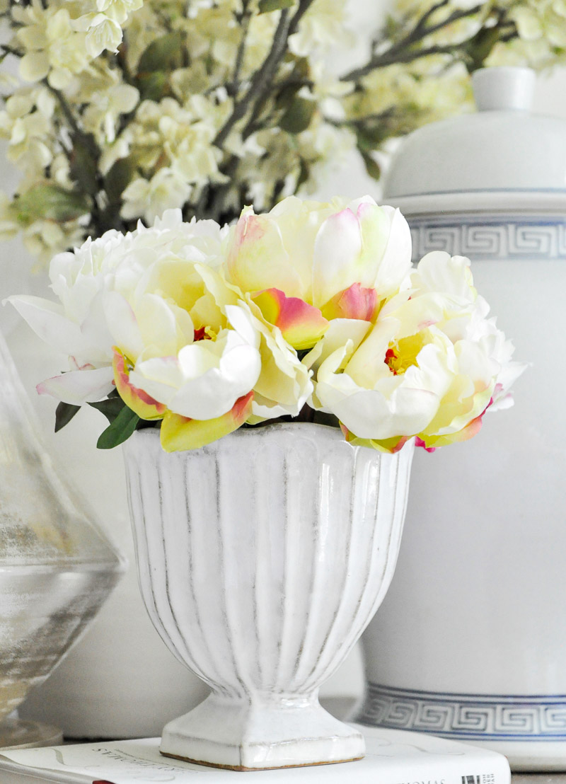 white footed vase