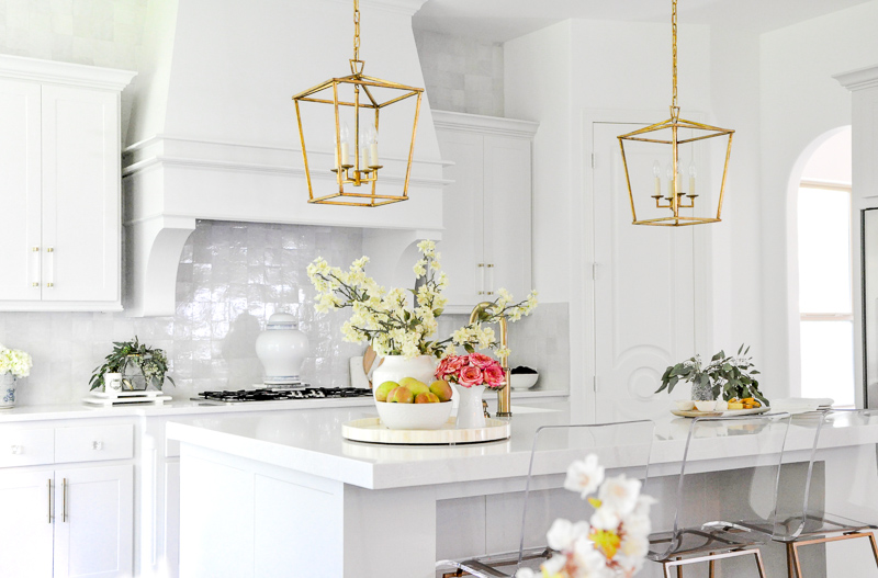 Beautiful glossy backsplash white tiles