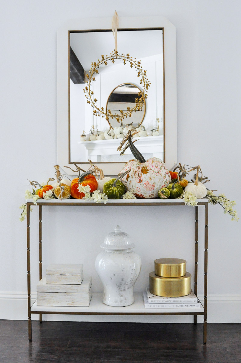 Decorative pumpkins in traditional fall orange colored velvet
