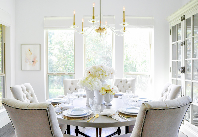 Kitchen breakfast room round table six chairs 