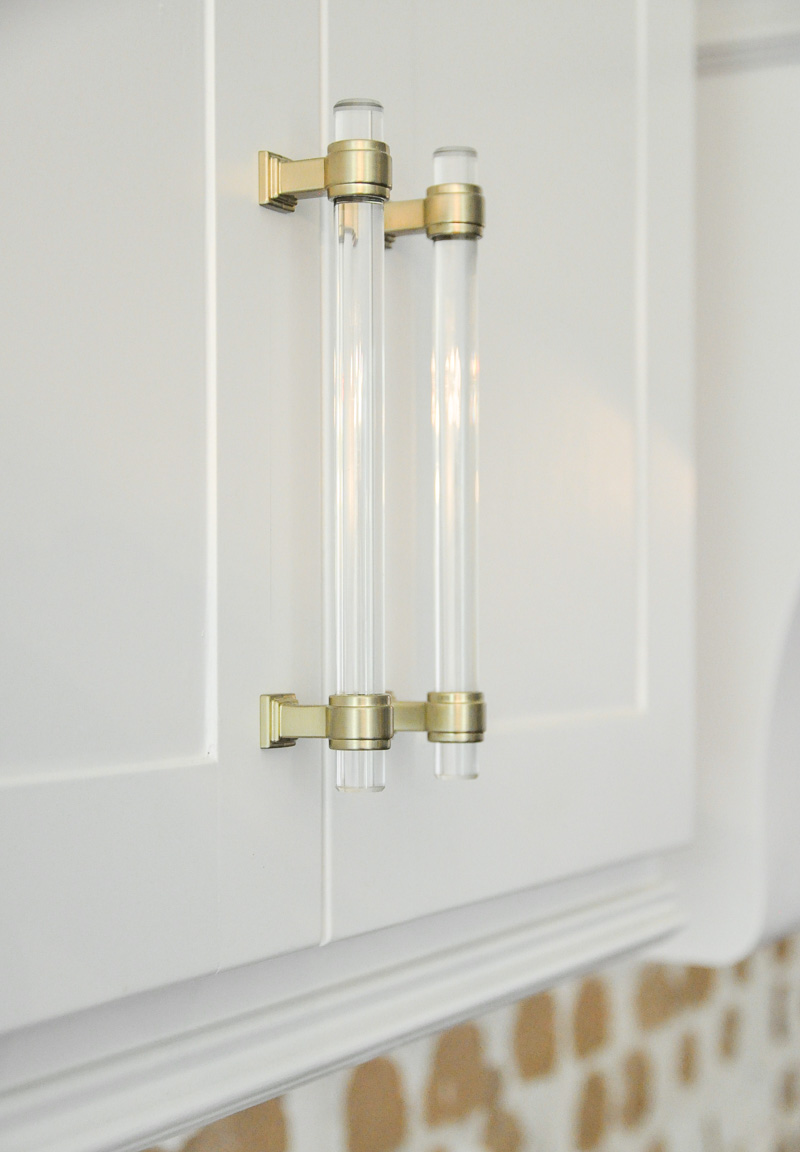 Lucite brass kitchen cabinet pulls 