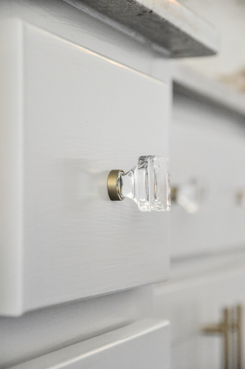 Lucite brass knobs kitchen cabinets