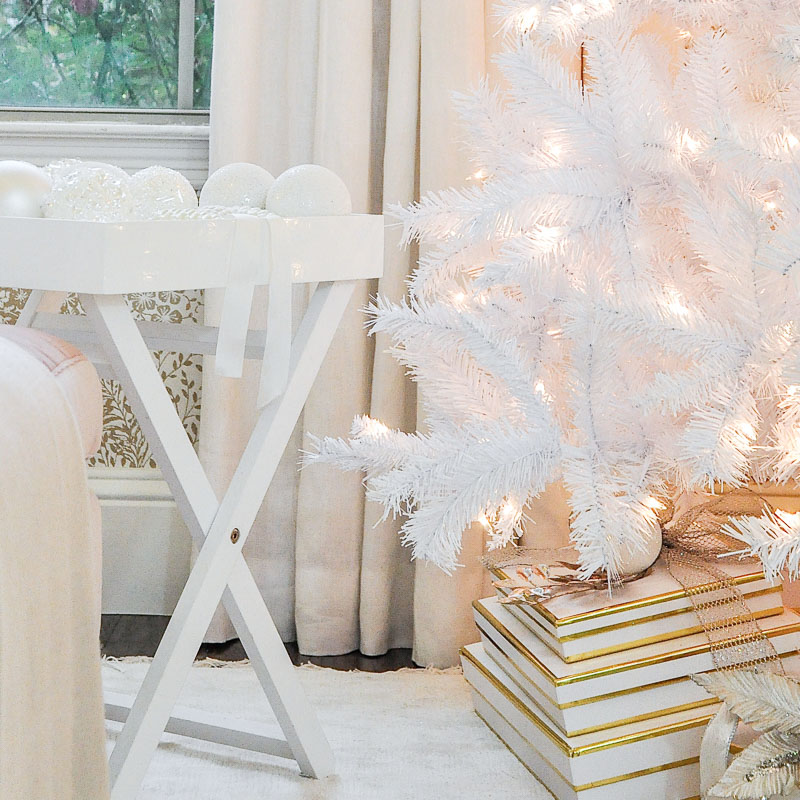 beautiful white bedroom decorated christmas white tinsel tree