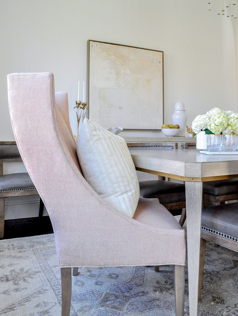 Elegant dining room side chairs taupe end chairs blush