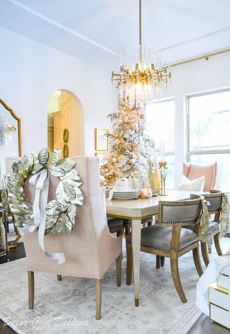 Christmas dining room soft colors beautiful tree