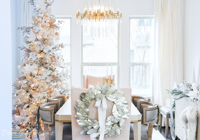 Christmas dining room blush gold soft colors