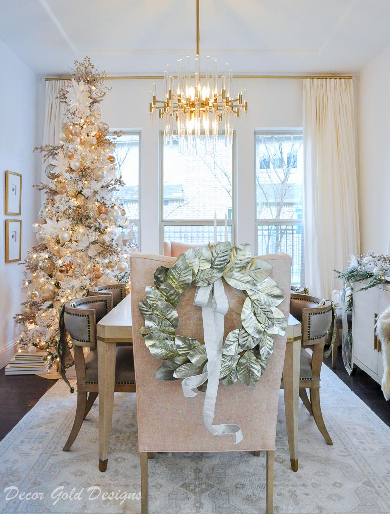 Christmas dining room blush gold soft colors