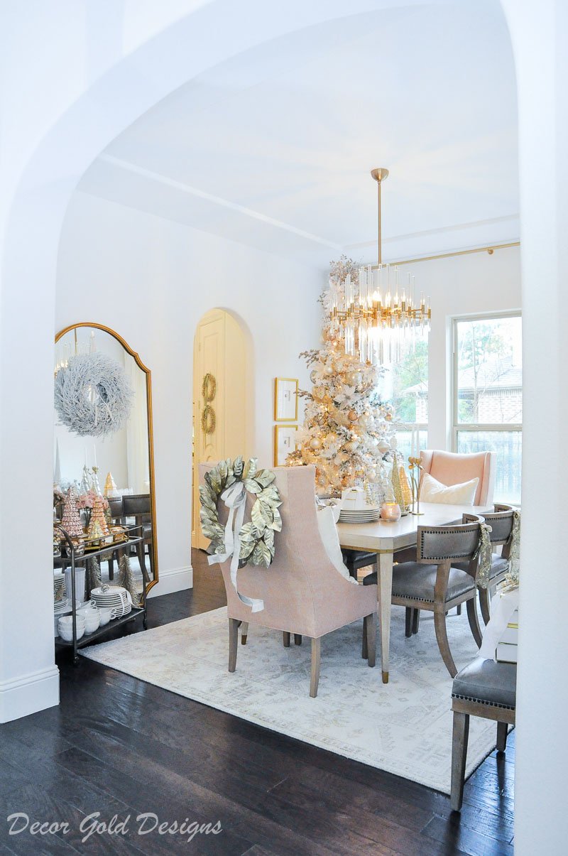 Christmas dining room blush gold