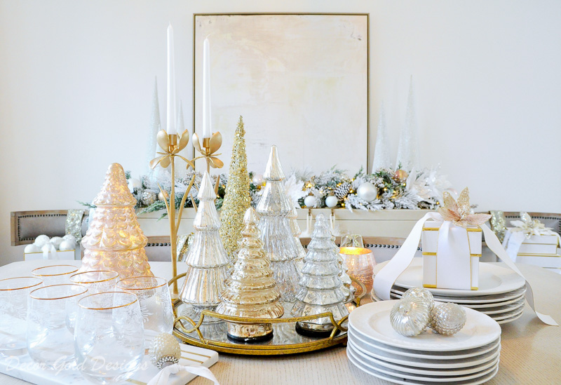 Christmas table styled glass trees 