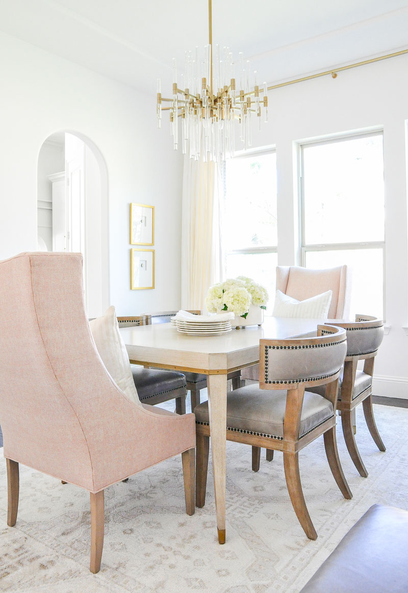 Elegant dining room beautiful blush end chairs glam