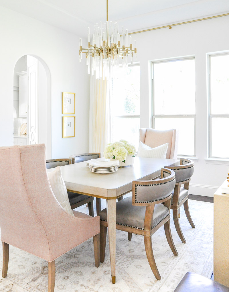 Elegant dining room beautiful blush end chairs glam