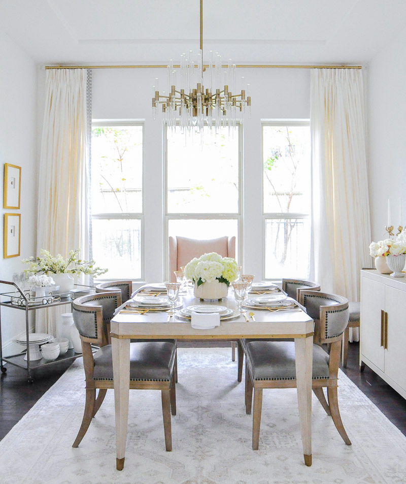 Elegant dining room transitional style white bright