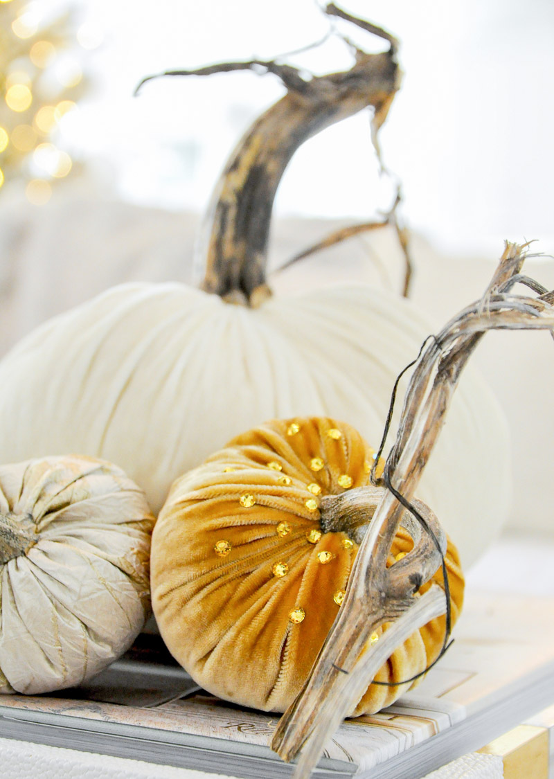 Decorative velvet pumpkins