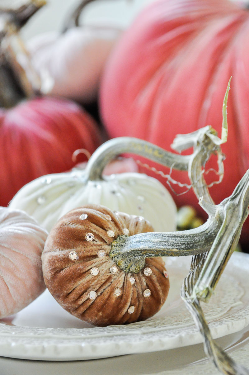 Decorative velvet pumpkins 