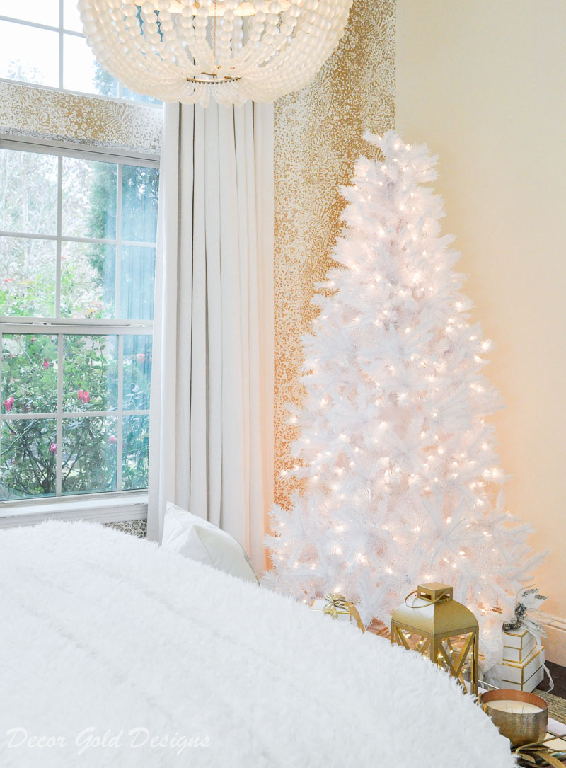 White tinsel tree christmas bedroom magical glow