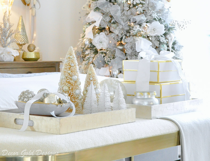 Christmas bedroom white metallic gold