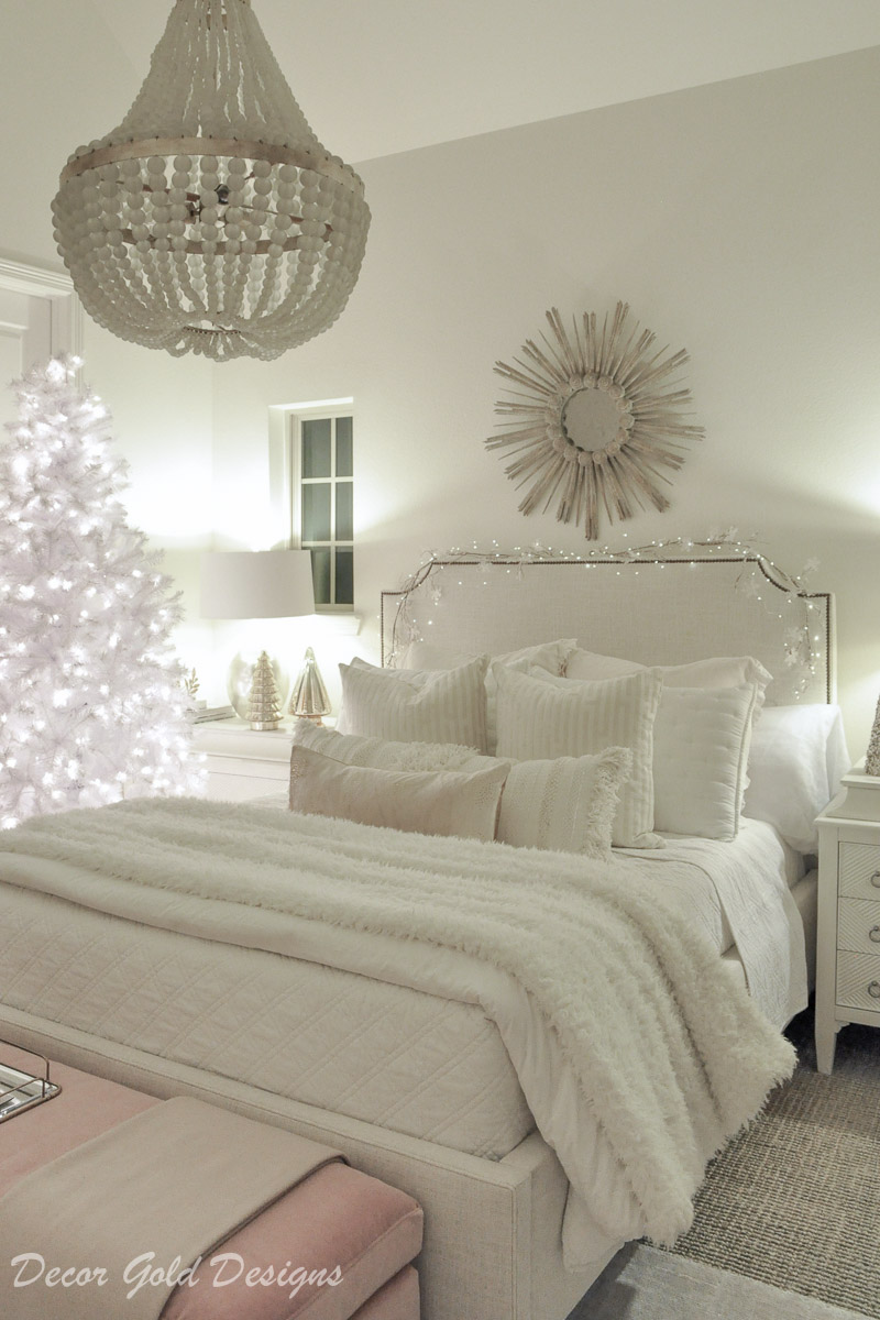 Christmas home night lights dreamy white bedroom 