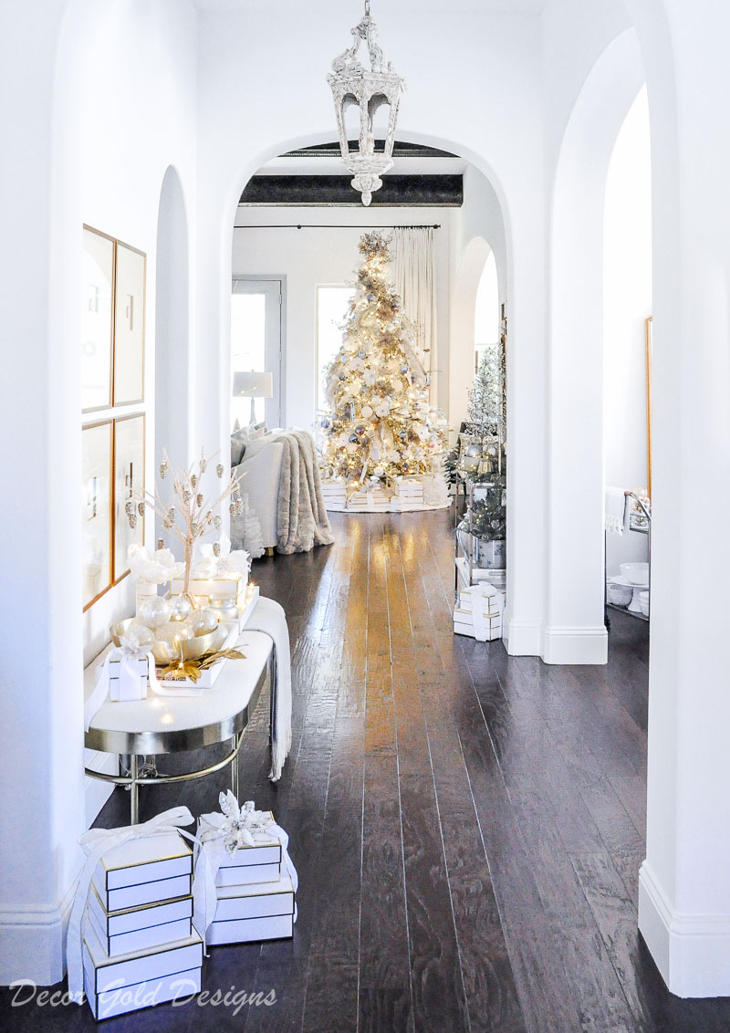 Beautiful Christmas home tour tree elegant arched entry hall