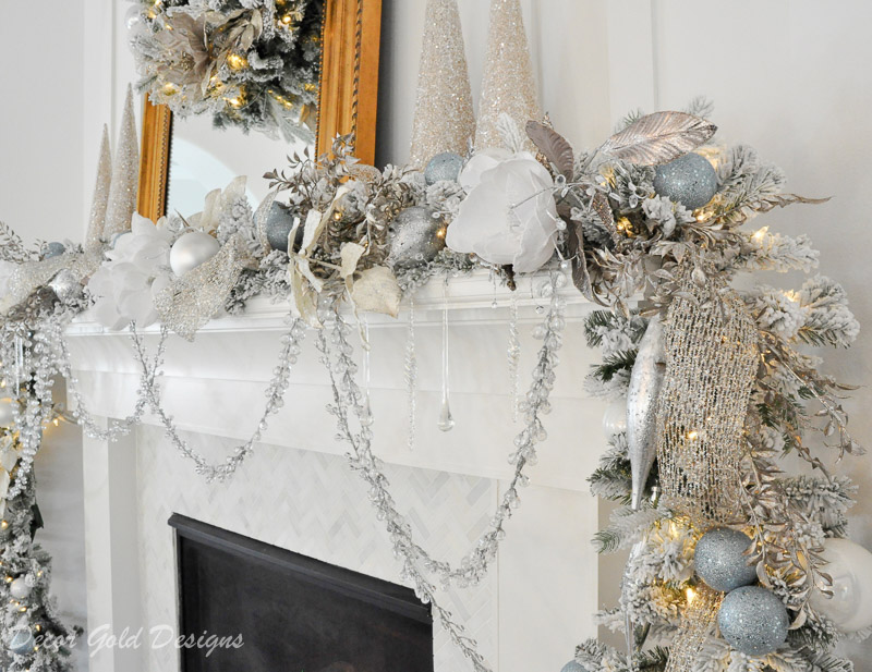 Christmas Home Tour fireplace mantel garland