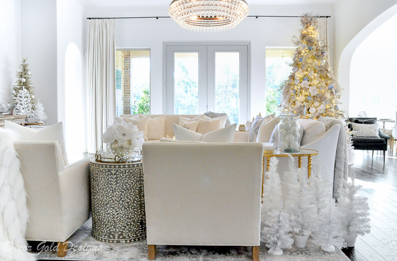 Beautiful Christmas home tour white bright living room