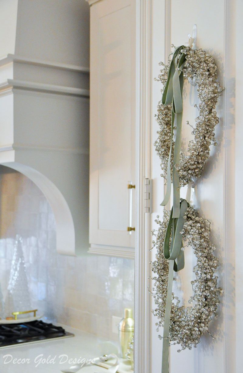 Christmas home tour beaded wreaths on door