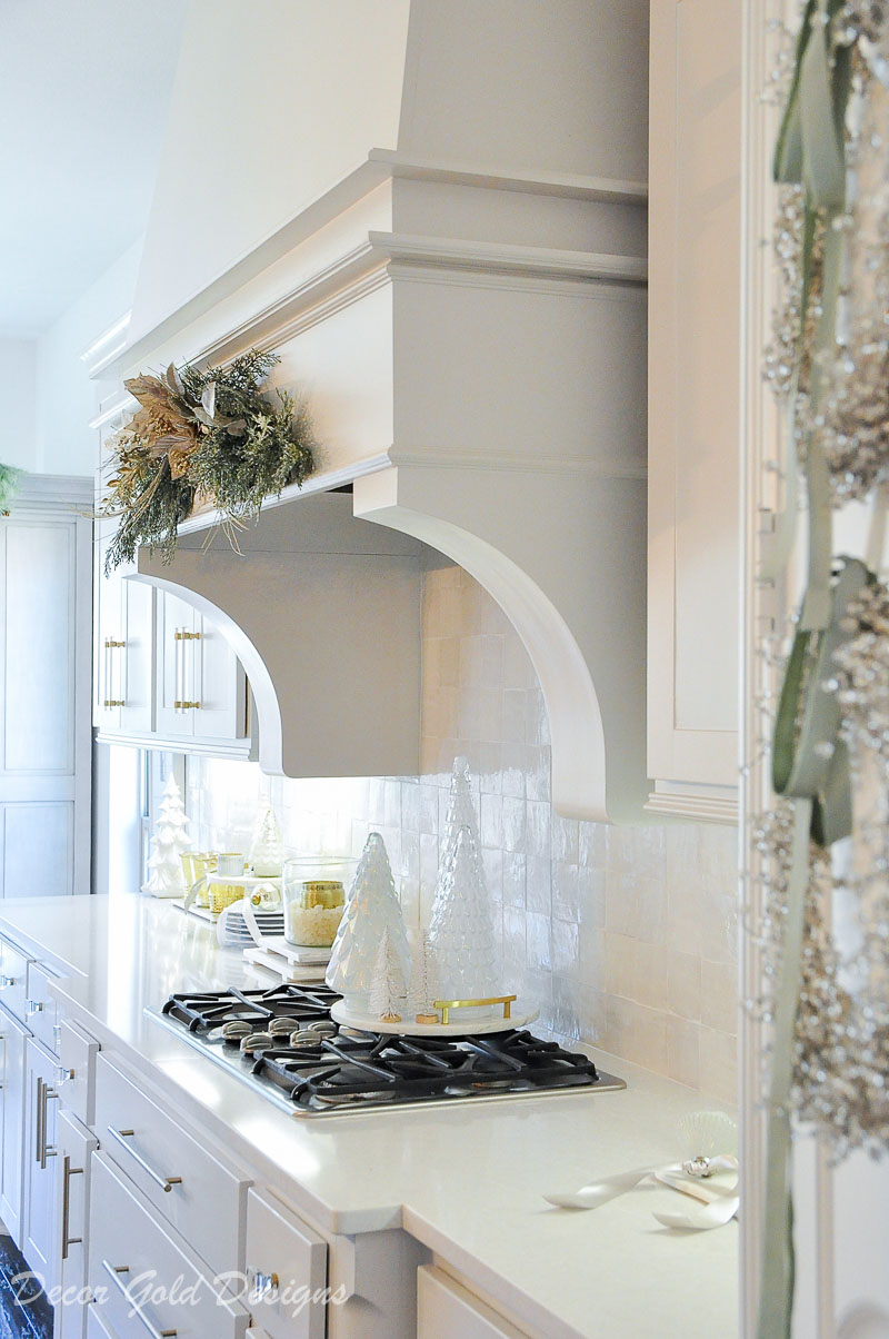 Christmas home tour beautiful decorated kitchen vent hood