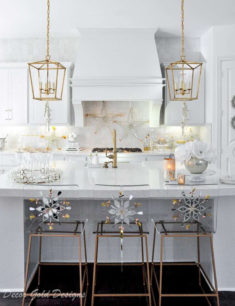 Holiday decorating kitchen ideas transition from Christmas to New Year's Eve decor