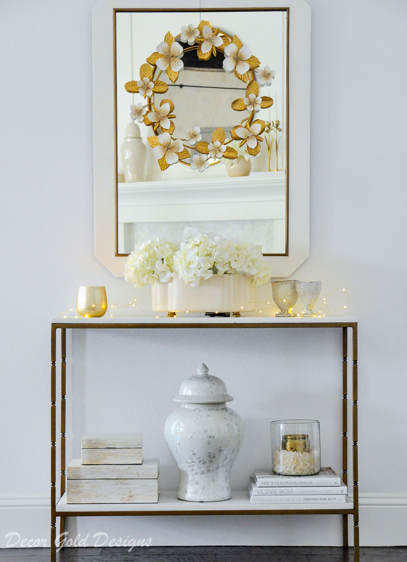 console table mirror decorated gold white 