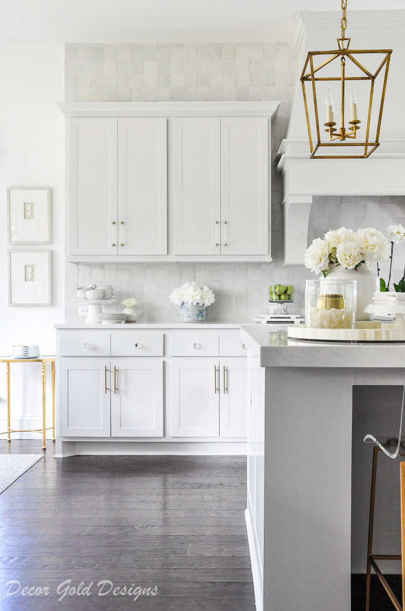 kitchen light gray gold accents