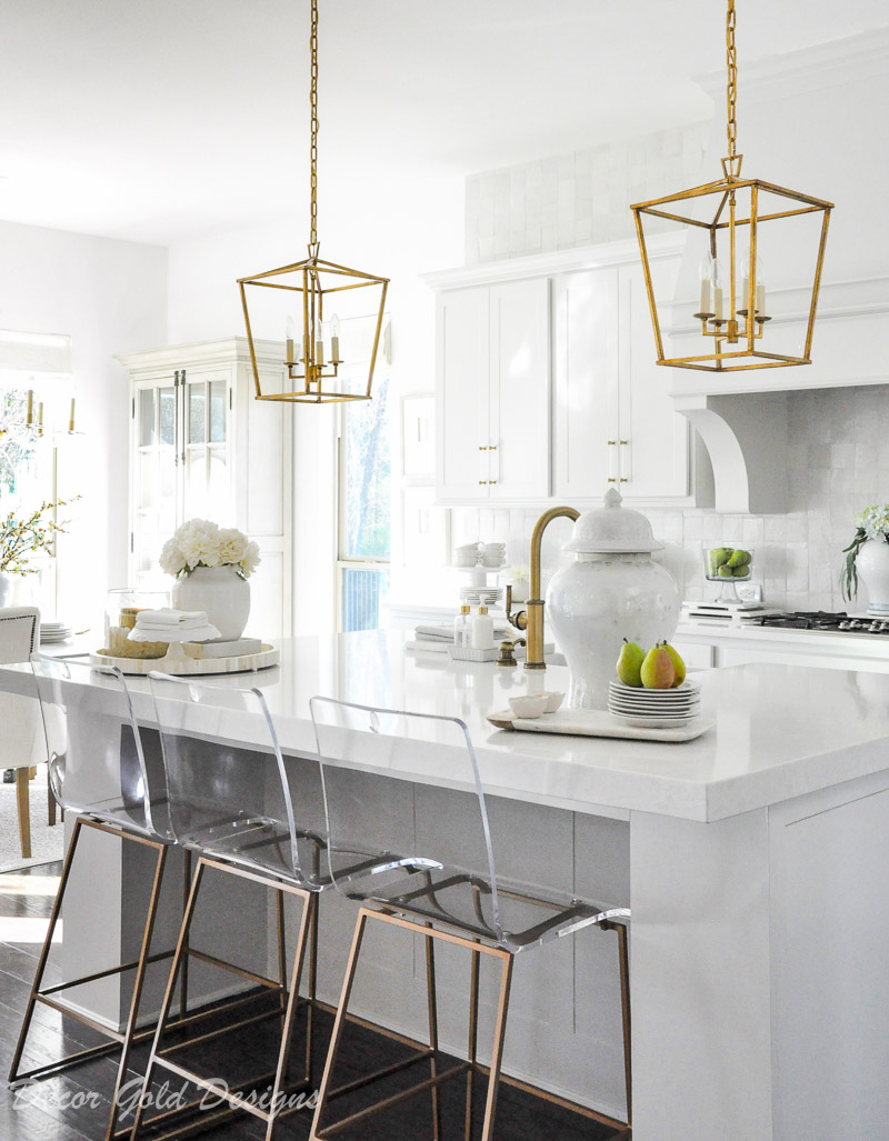 kitchen white cabinets gold accents