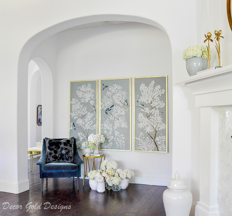 living room white beautful chinoiserie panels