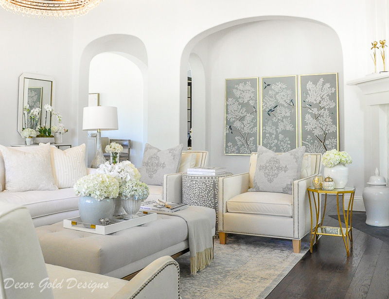 living room white beautful chinoiserie panels