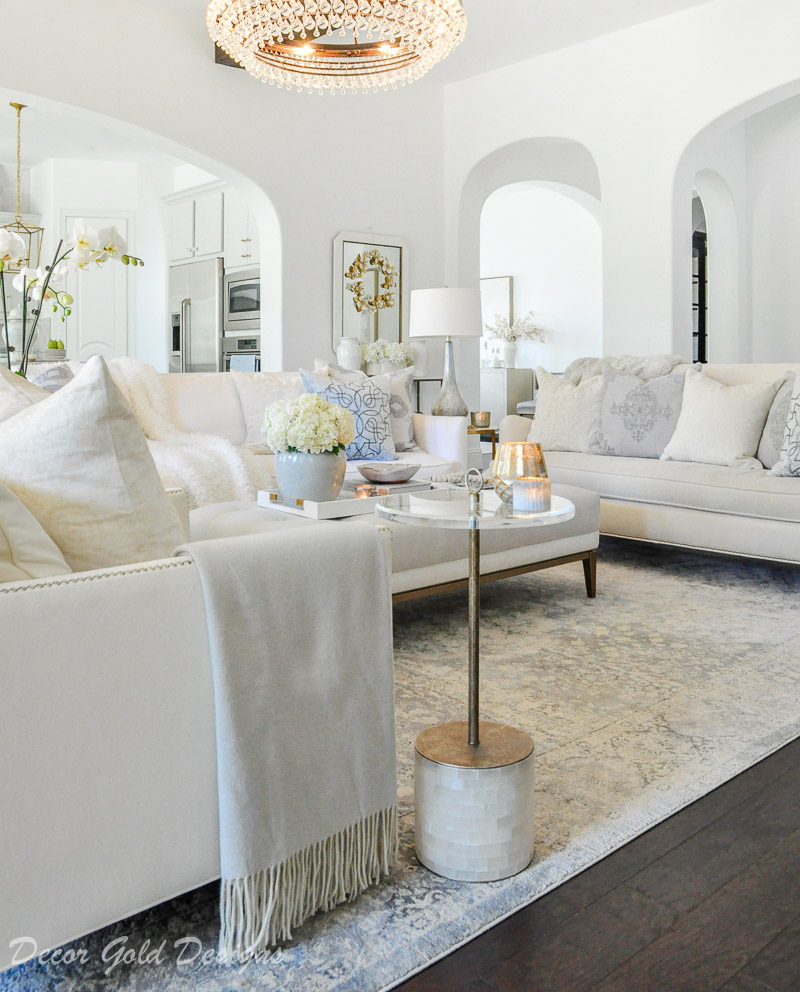 warm white winter decor living room