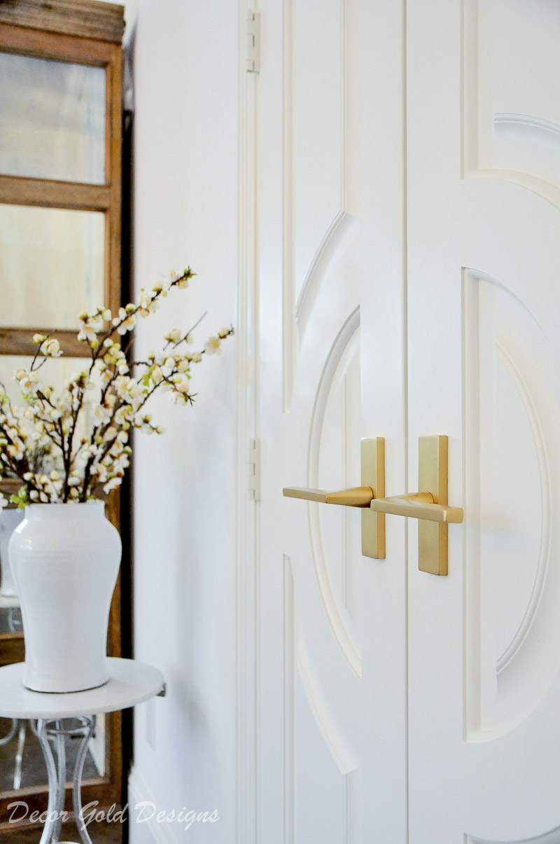 Beautiful double doors gold lever handles 