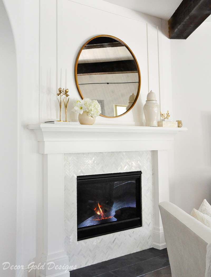 Beautiful fireplace mantel white trim moulding