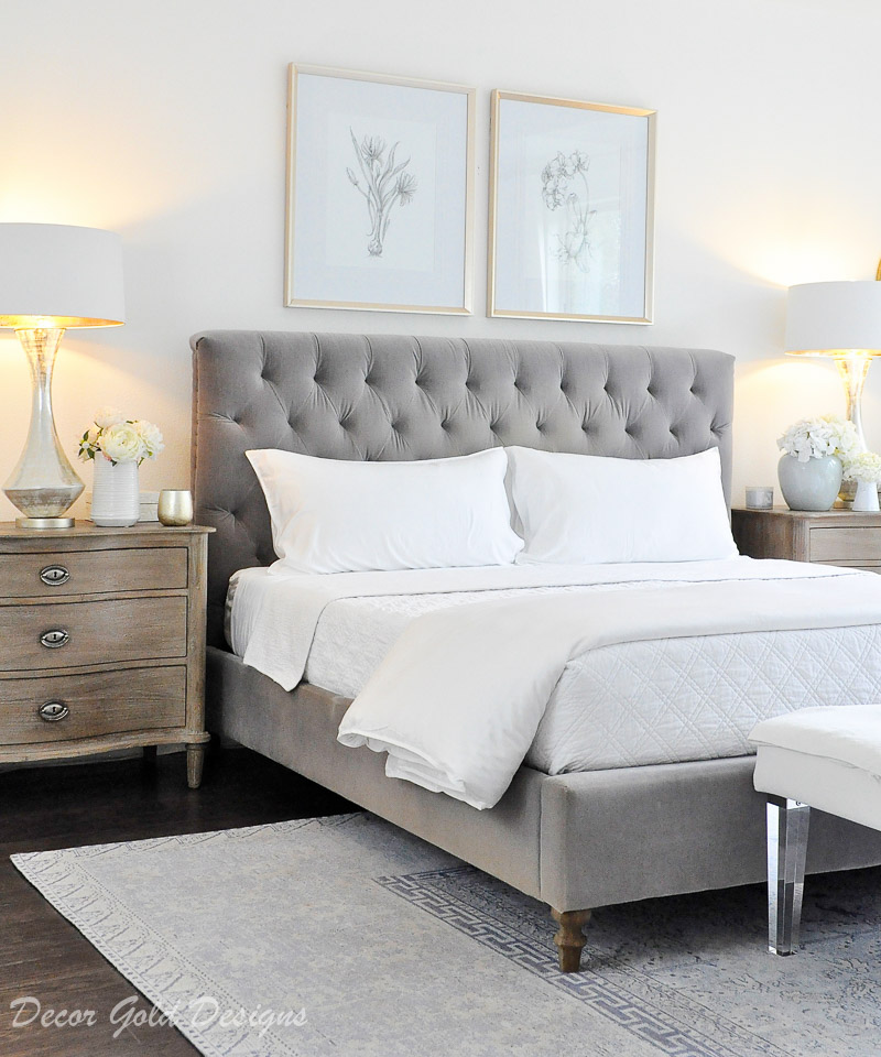 Beautiful bedroom decorated gray white