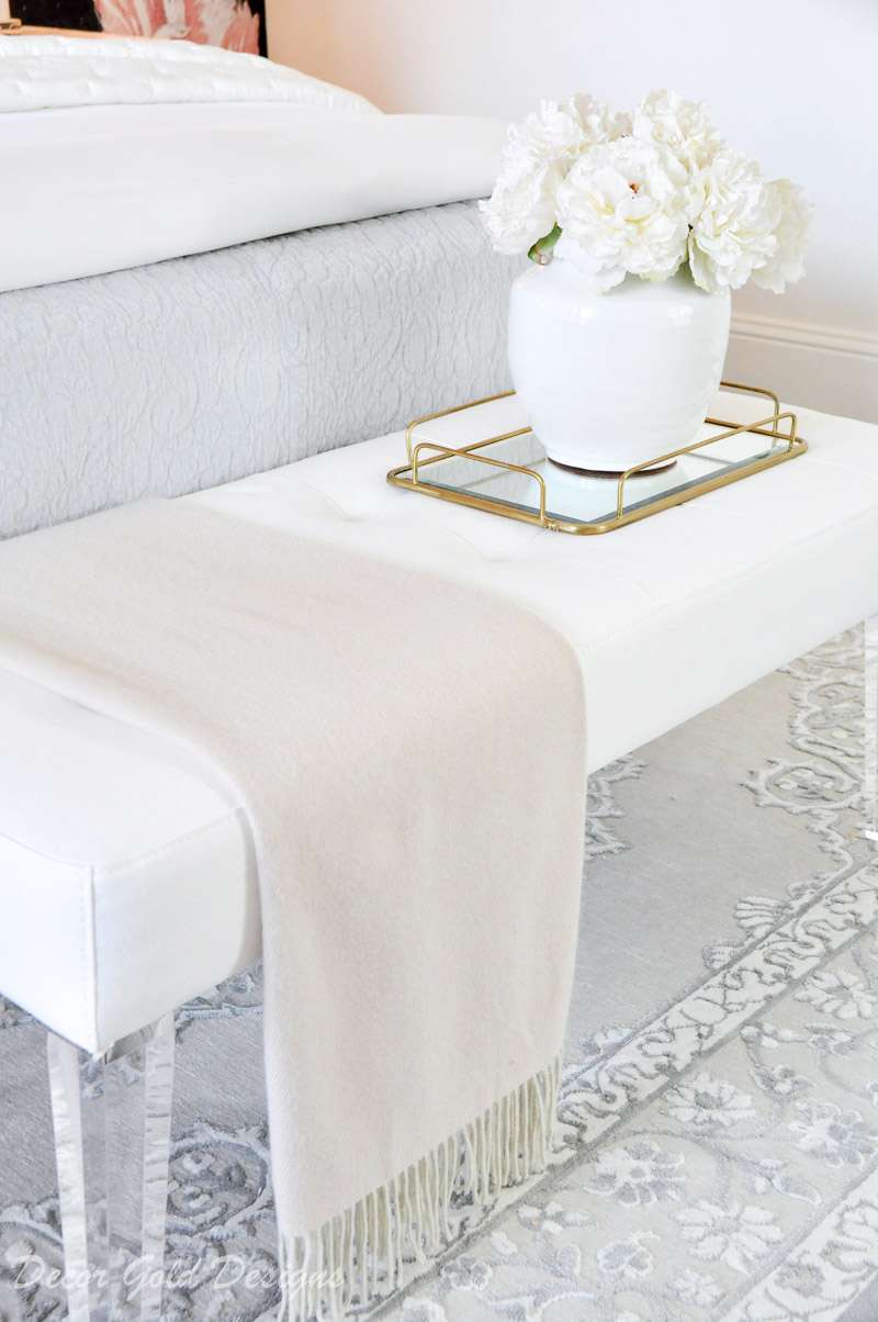 Beautiful white bedroom bench