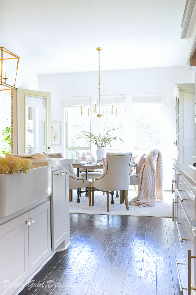 breakfast nook bright white arrangement branches