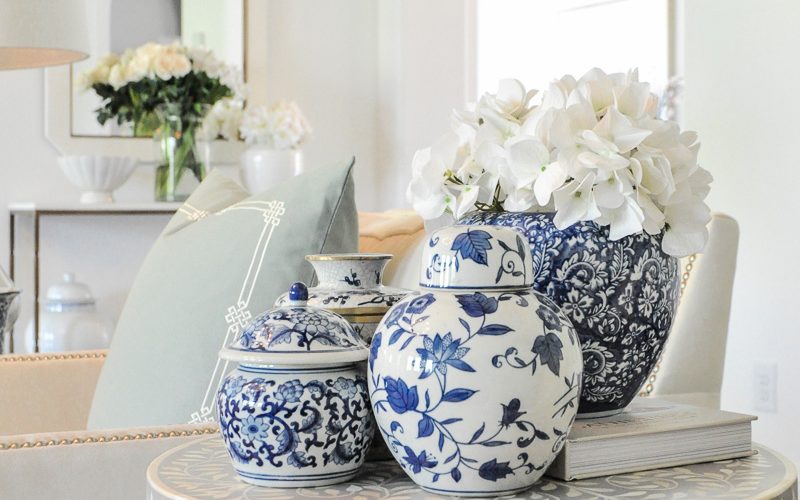 spring home tour blue and white ginger jars