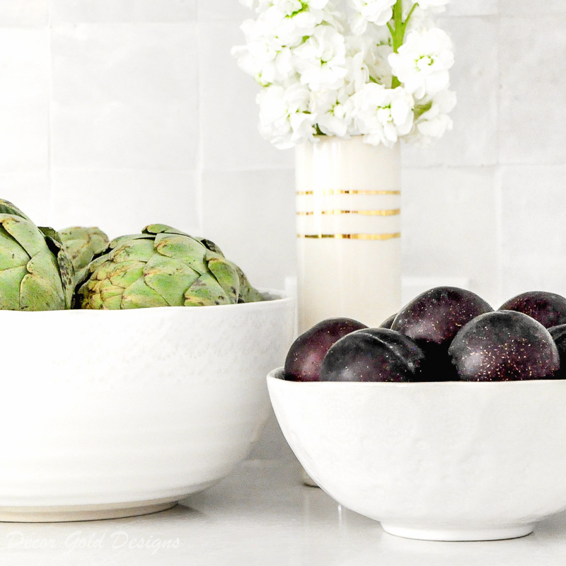 kitchen counter styling ideas produce filled bowls