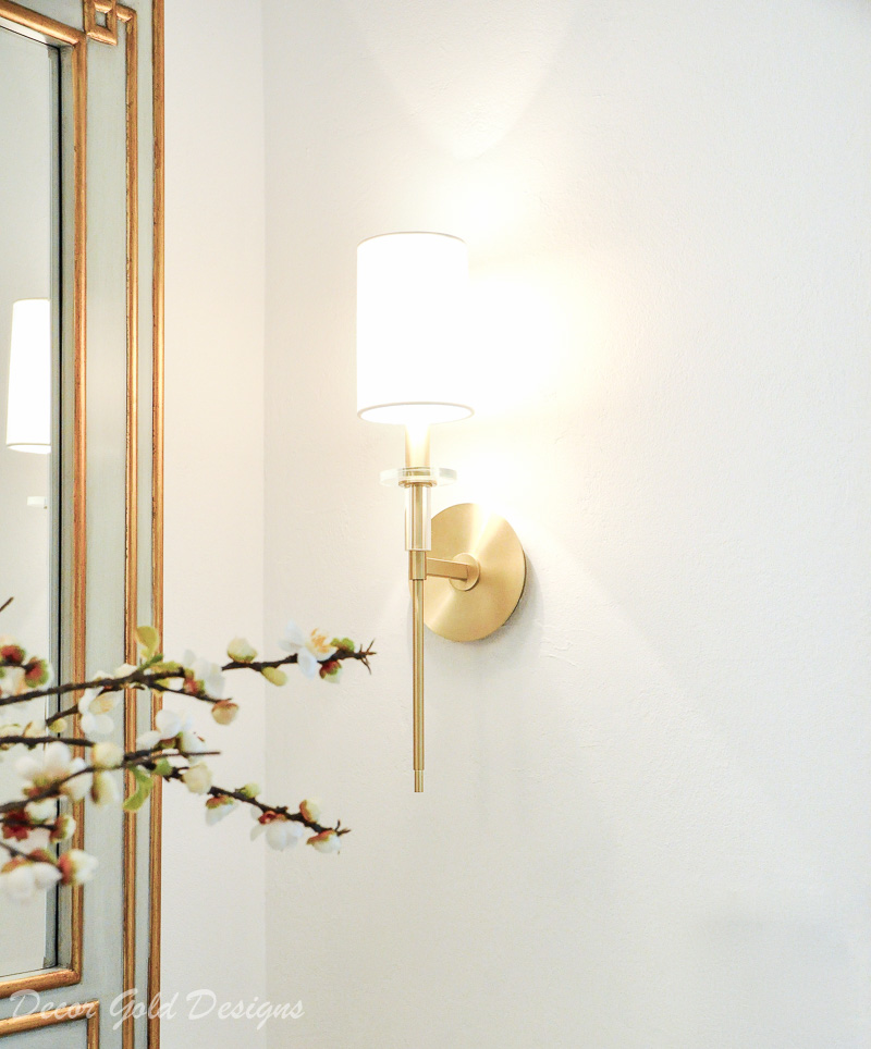 Powder bathroom brass wall sconce timeless