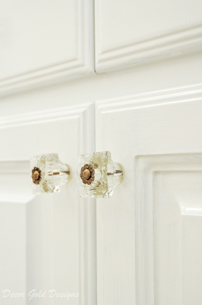 Powder bathroom white painted vanity beautiful glass hardware 