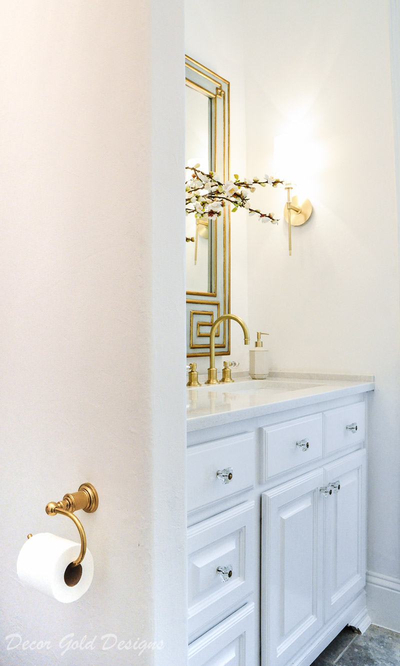 Powder bathroom white vanity