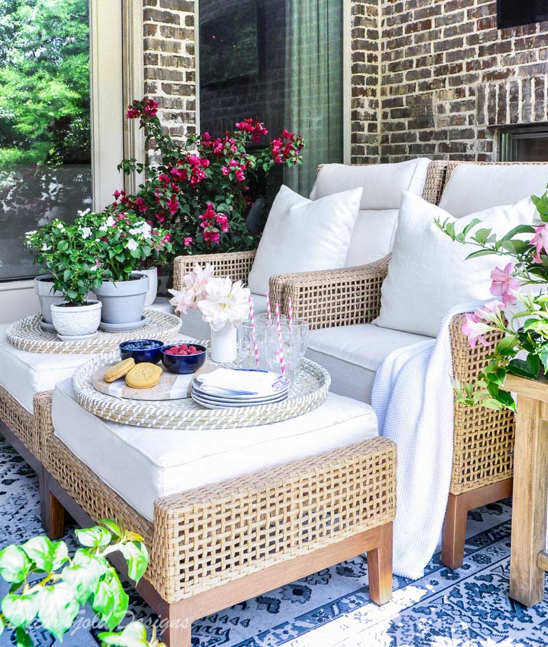 Summer patio reveal beautiful chairs ottomans