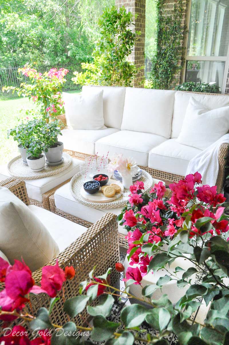 Summer patio reveal beautiful furniture flowering plants